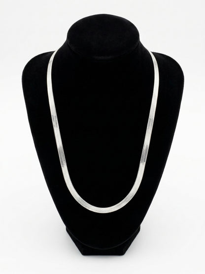 Silver Flat Snake Chain Necklace