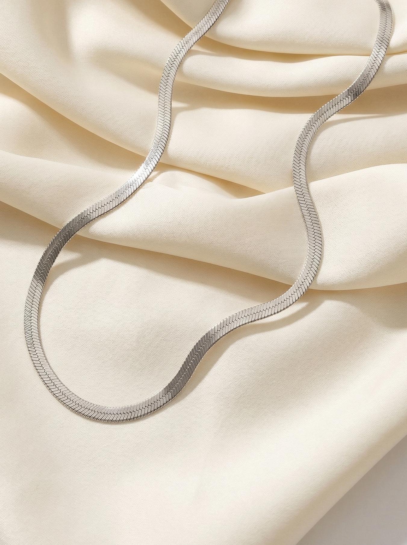 Silver Flat Snake Chain Necklace