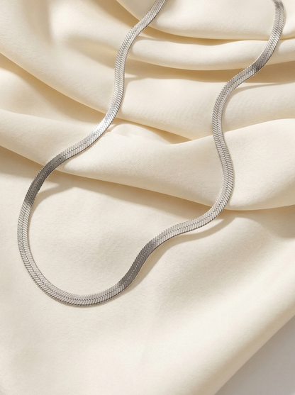 Silver Flat Snake Chain Necklace