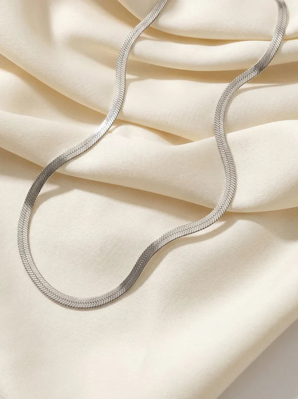 Silver Snake Chain Necklace & Bracelet Combo