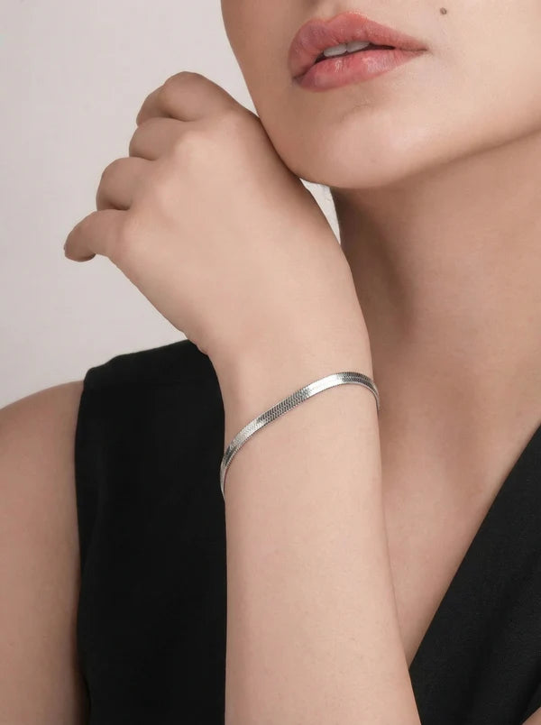 Silver Snake Chain Necklace & Bracelet Combo