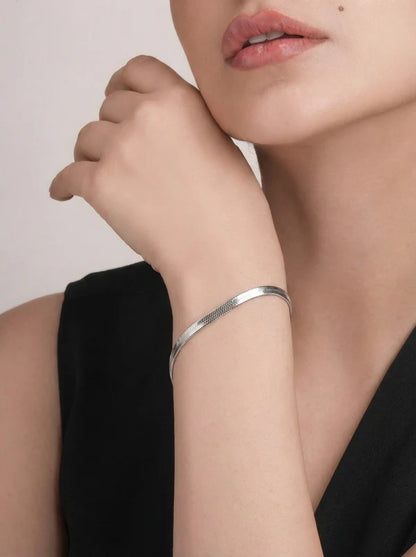 Silver Snake Chain Necklace & Bracelet Combo