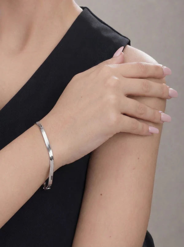 Silver Snake Chain Necklace & Bracelet Combo