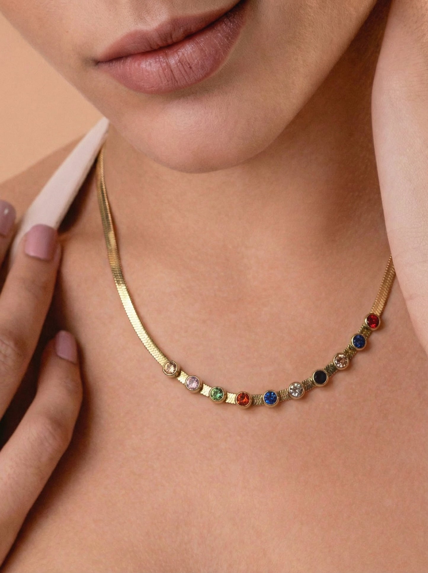 Rainbow Solitaires Charm Necklace