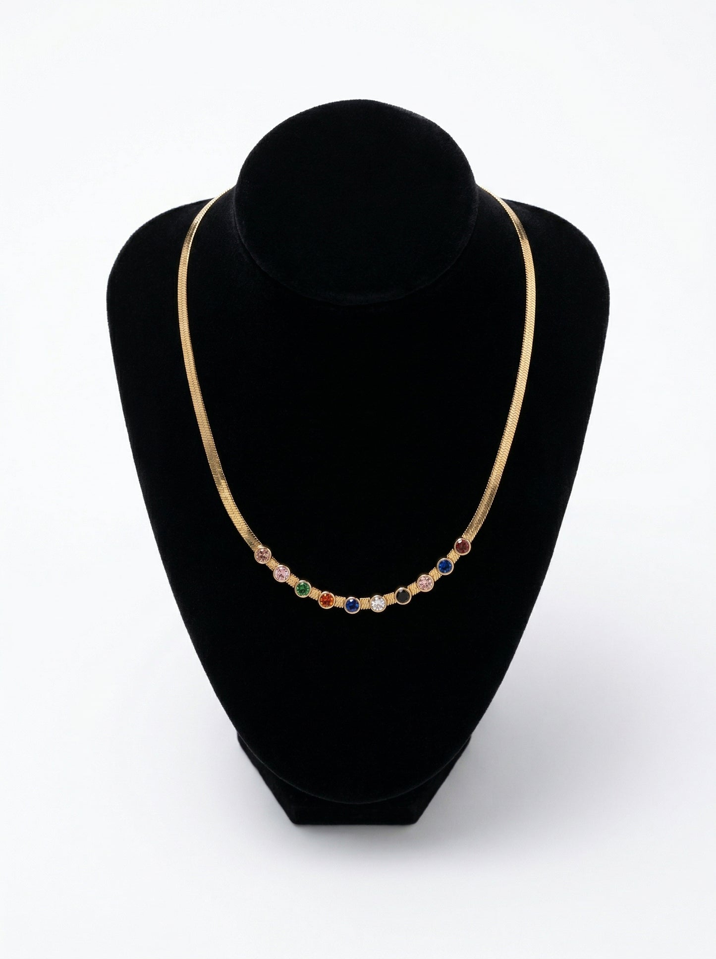 Rainbow Solitaires Charm Necklace