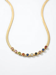 Rainbow Solitaires Charm Necklace