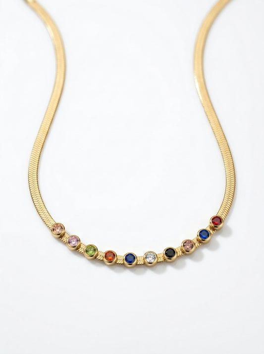Rainbow Solitaires Charm Necklace