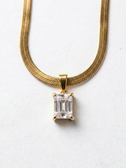 Clear Crystal Sapphire Pendant Chain