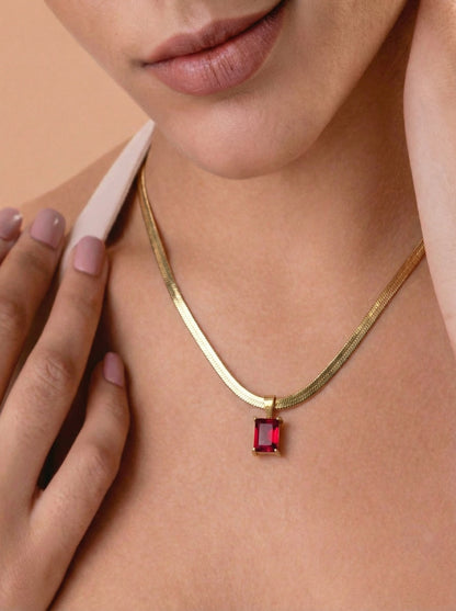 Ruby Red Sapphire Pendant Chain