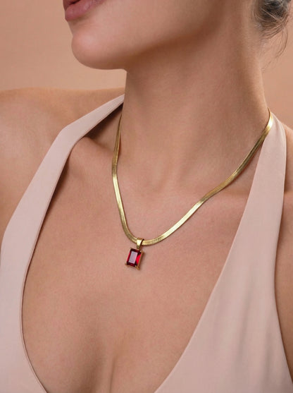 Ruby Red Sapphire Pendant Chain