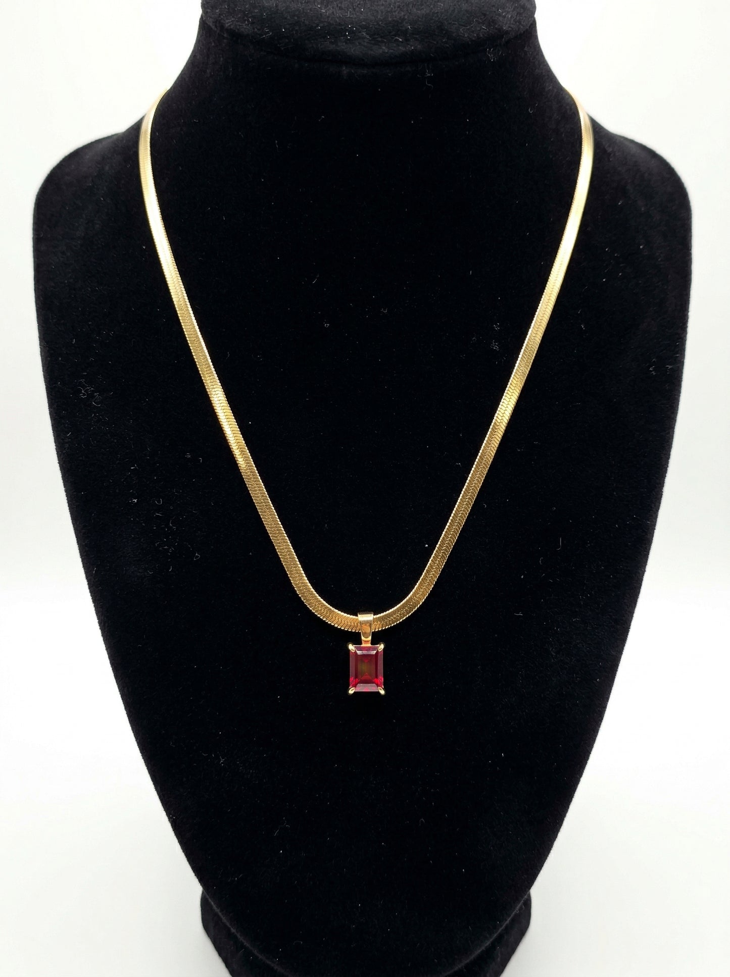 Ruby Red Sapphire Pendant Chain
