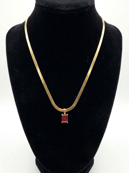 Ruby Red Sapphire Pendant Chain