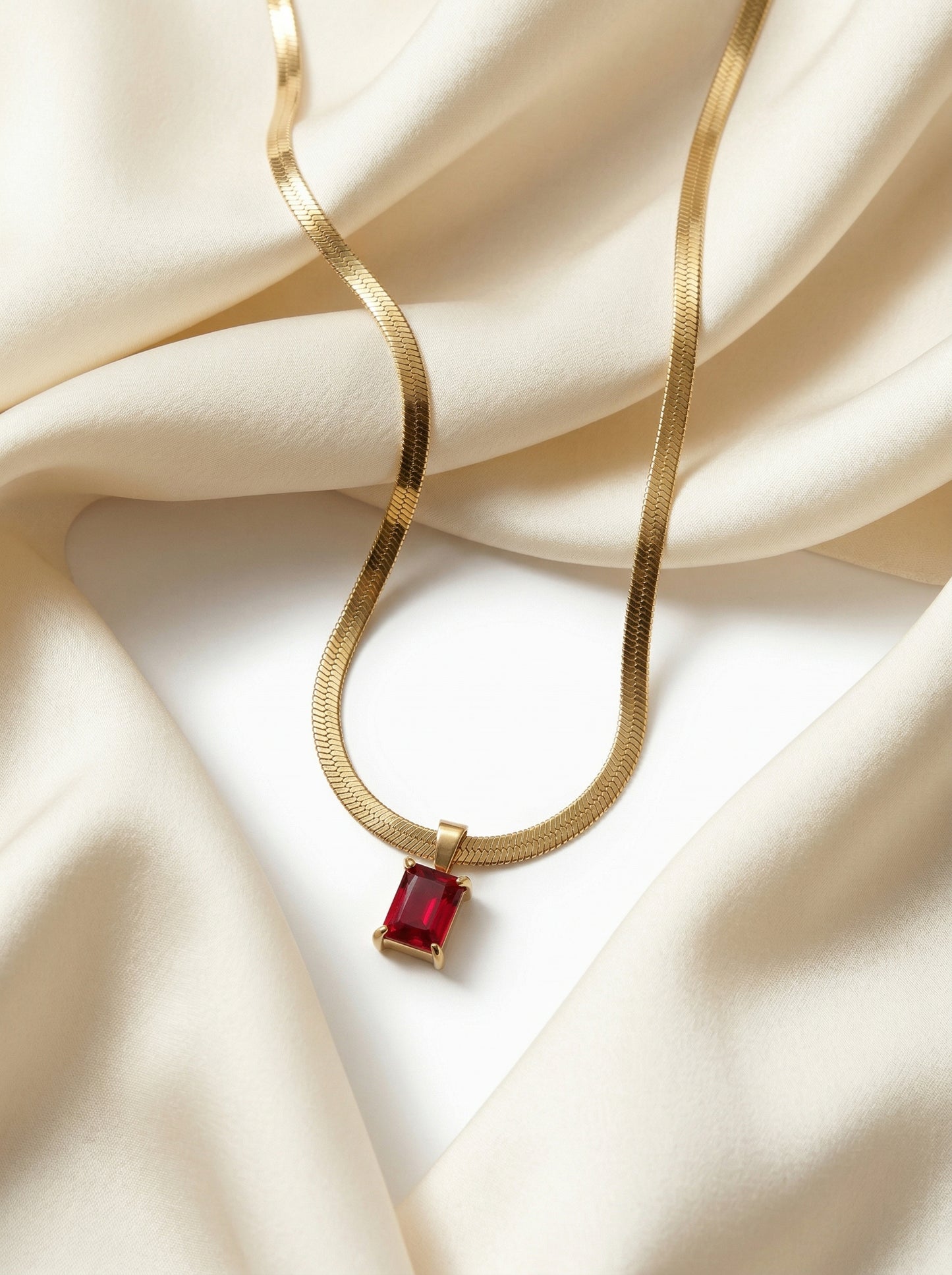 Ruby Red Sapphire Pendant Chain