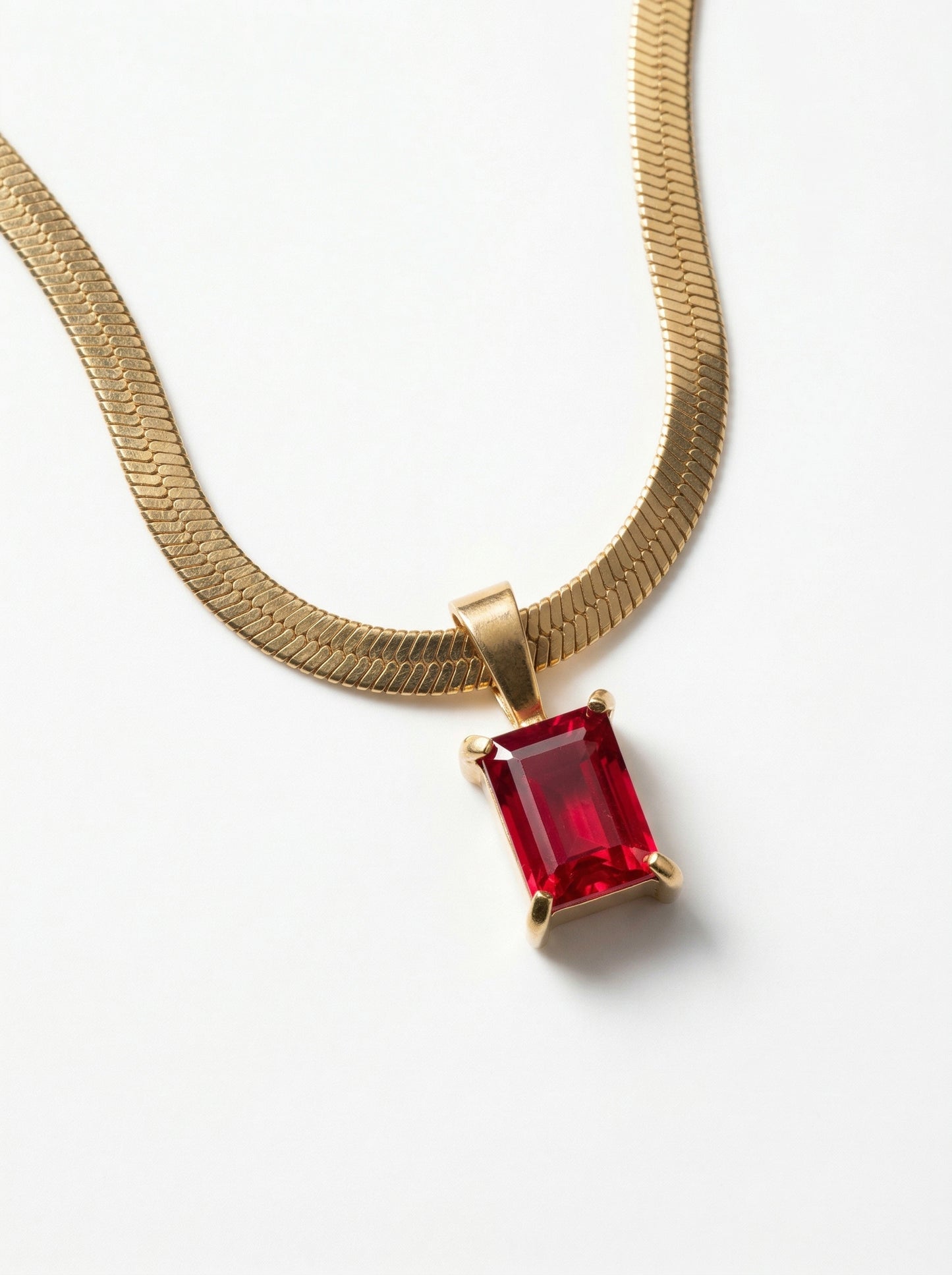 Ruby Red Sapphire Pendant Chain