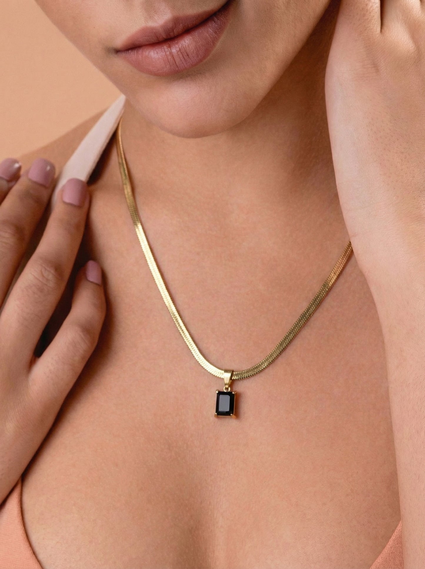 Black Sapphire Pendant Chain