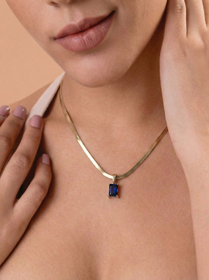 Royal Blue Sapphire Pendant Chain