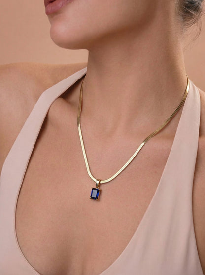 Royal Blue Sapphire Pendant Chain
