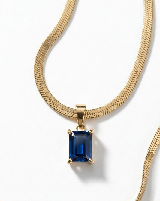 Royal Blue Sapphire Pendant Chain