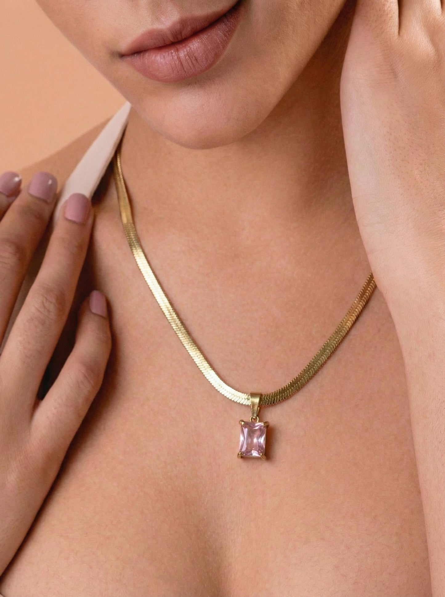 Blush Pink Sapphire Pendant Chain