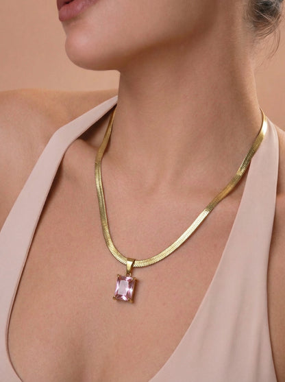 Blush Pink Sapphire Pendant Chain