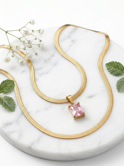Blush Pink Sapphire Pendant Chain