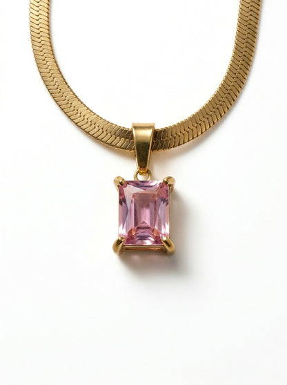Blush Pink Sapphire Pendant Chain