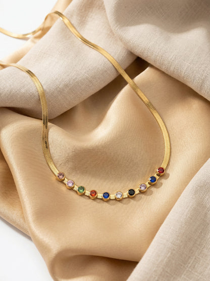 Rainbow Solitaires Charm Necklace
