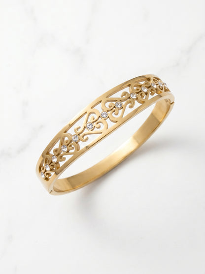 Golden Filigree Crystal Kada Bracelet