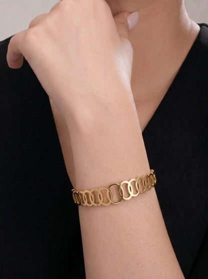 Golden Interlink Oval Kada Bracelet