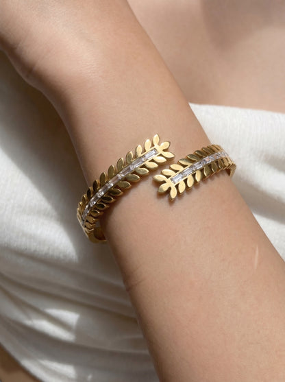 Golden Leaf Crystal Kada Bracelet