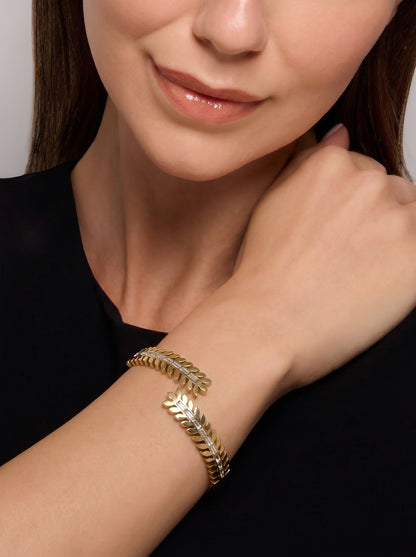 Golden Leaf Crystal Kada Bracelet