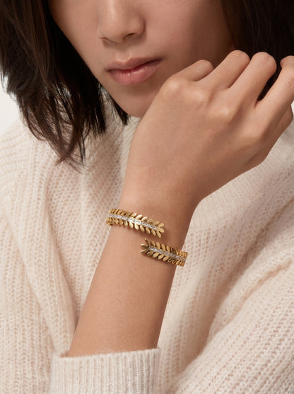 Golden Leaf Crystal Kada Bracelet