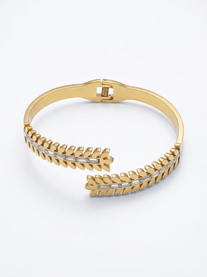 Golden Leaf Crystal Kada Bracelet