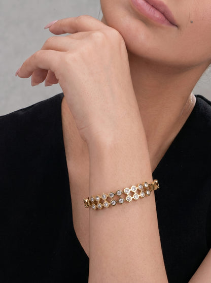 Crystal Honeycomb Kada Bracelet
