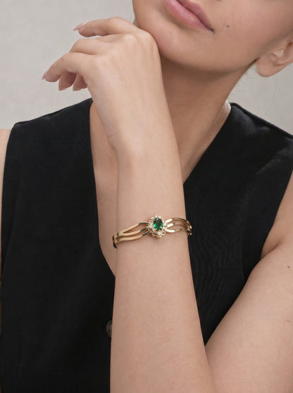 Emerald Bloom Kada Bracelet