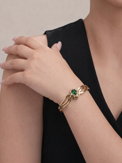 Emerald Bloom Kada Bracelet