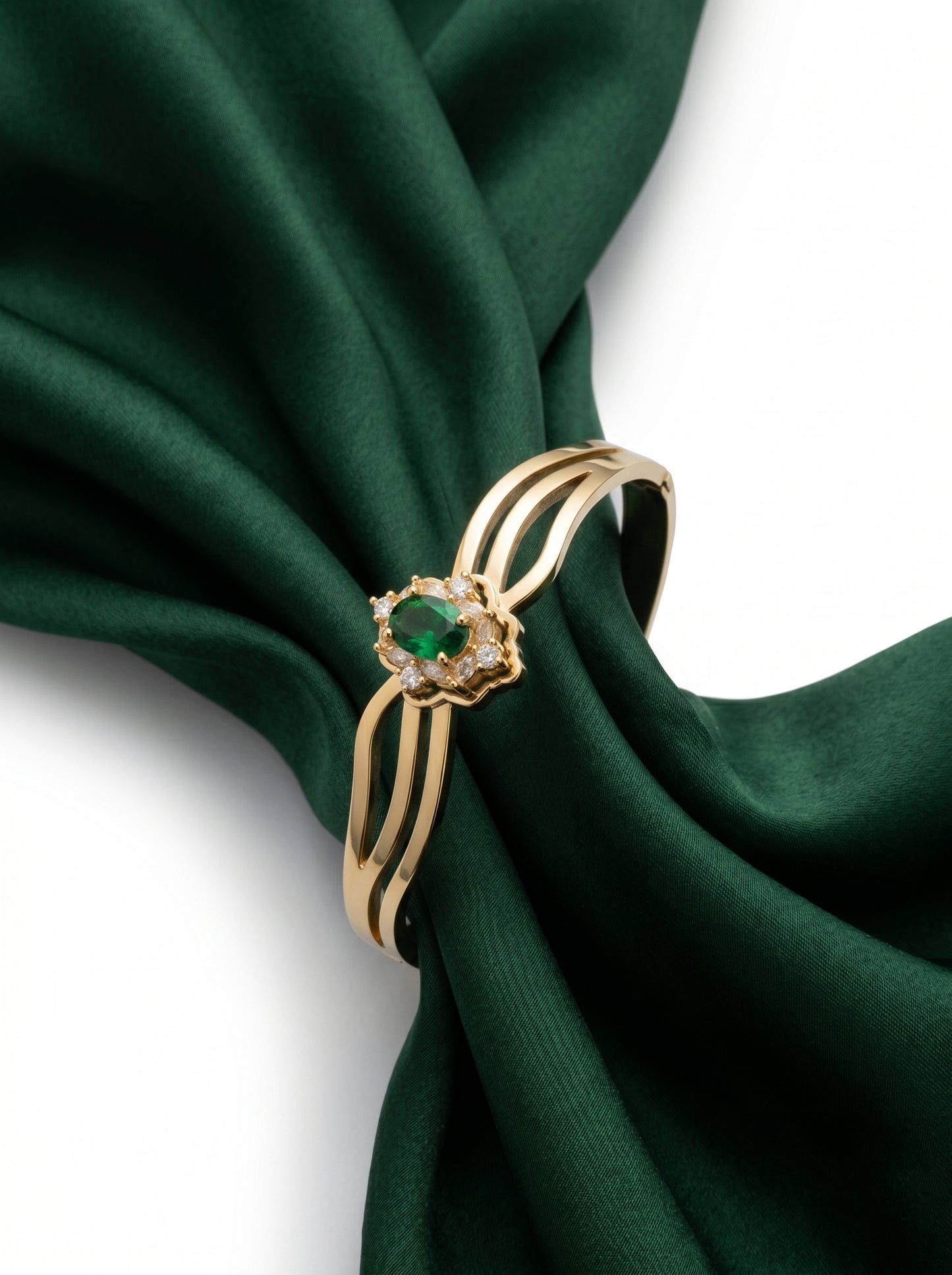 Emerald Bloom Kada Bracelet