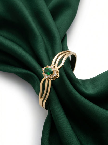 Emerald Bloom Kada Bracelet