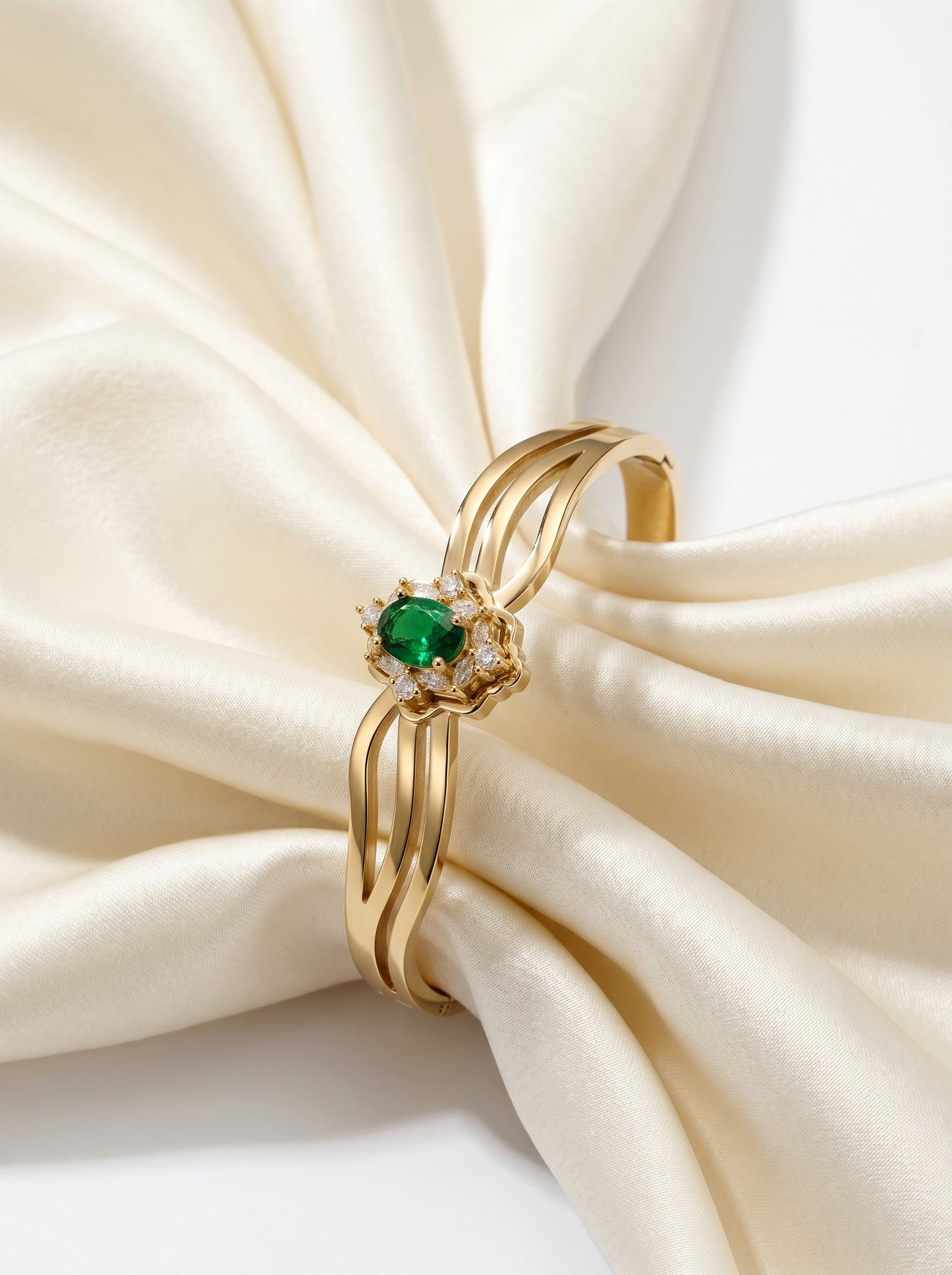 Emerald Bloom Kada Bracelet