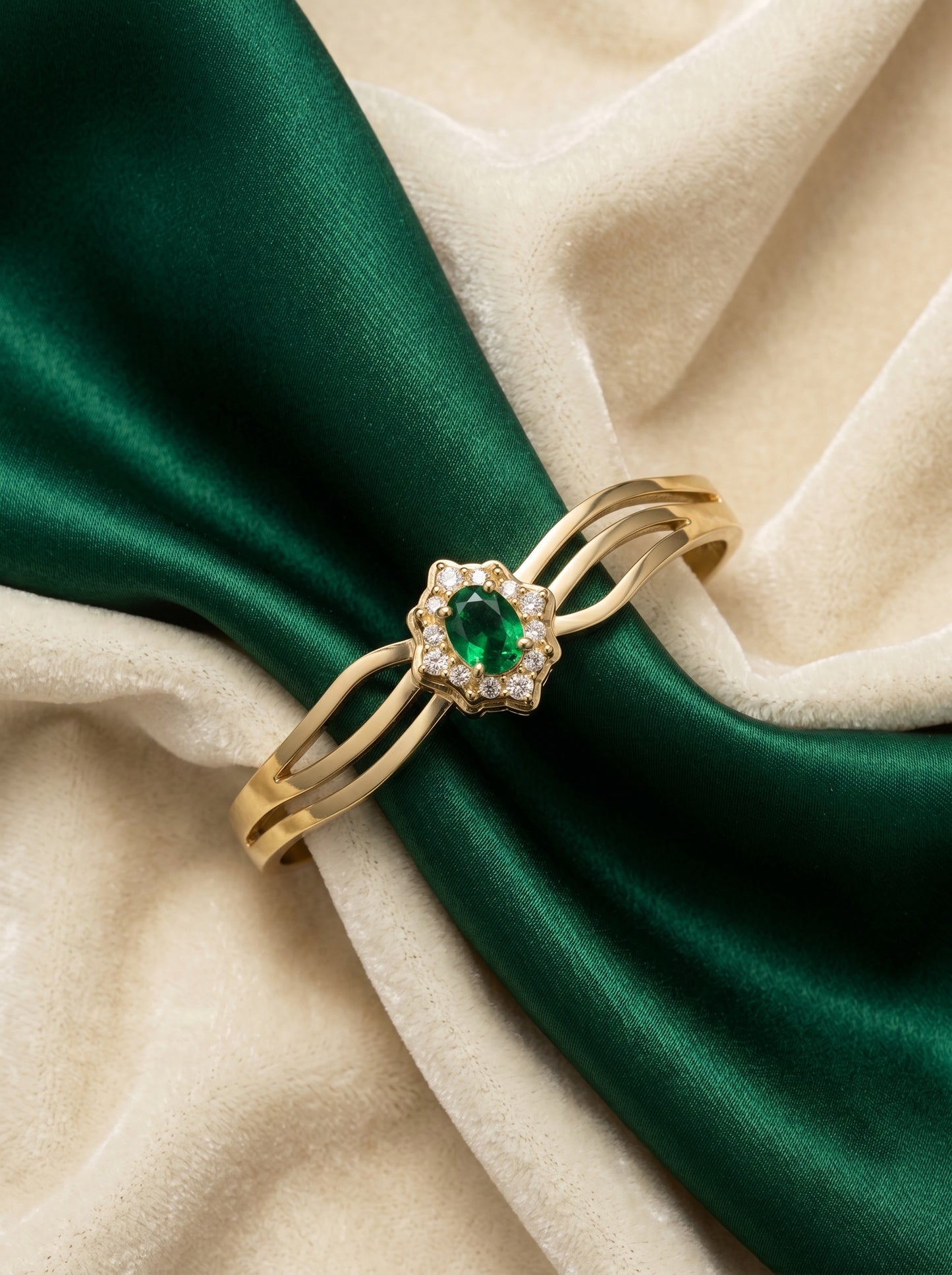 Emerald Bloom Kada Bracelet