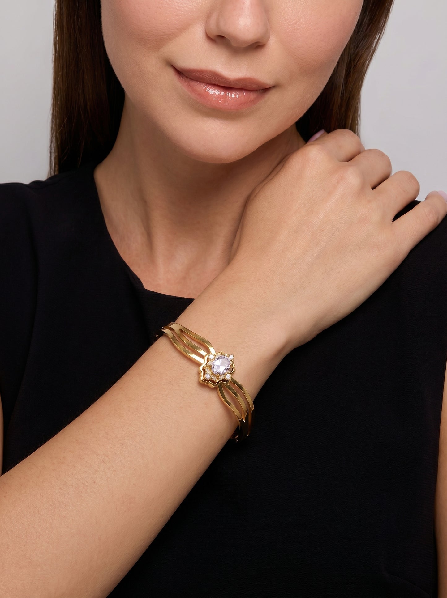 Crystal Bloom Kada Bracelet