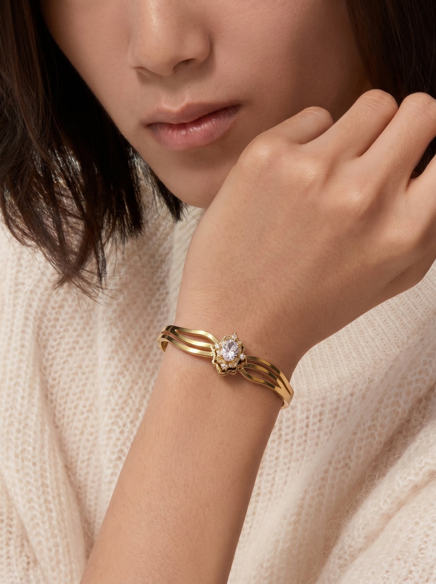 Crystal Bloom Kada Bracelet