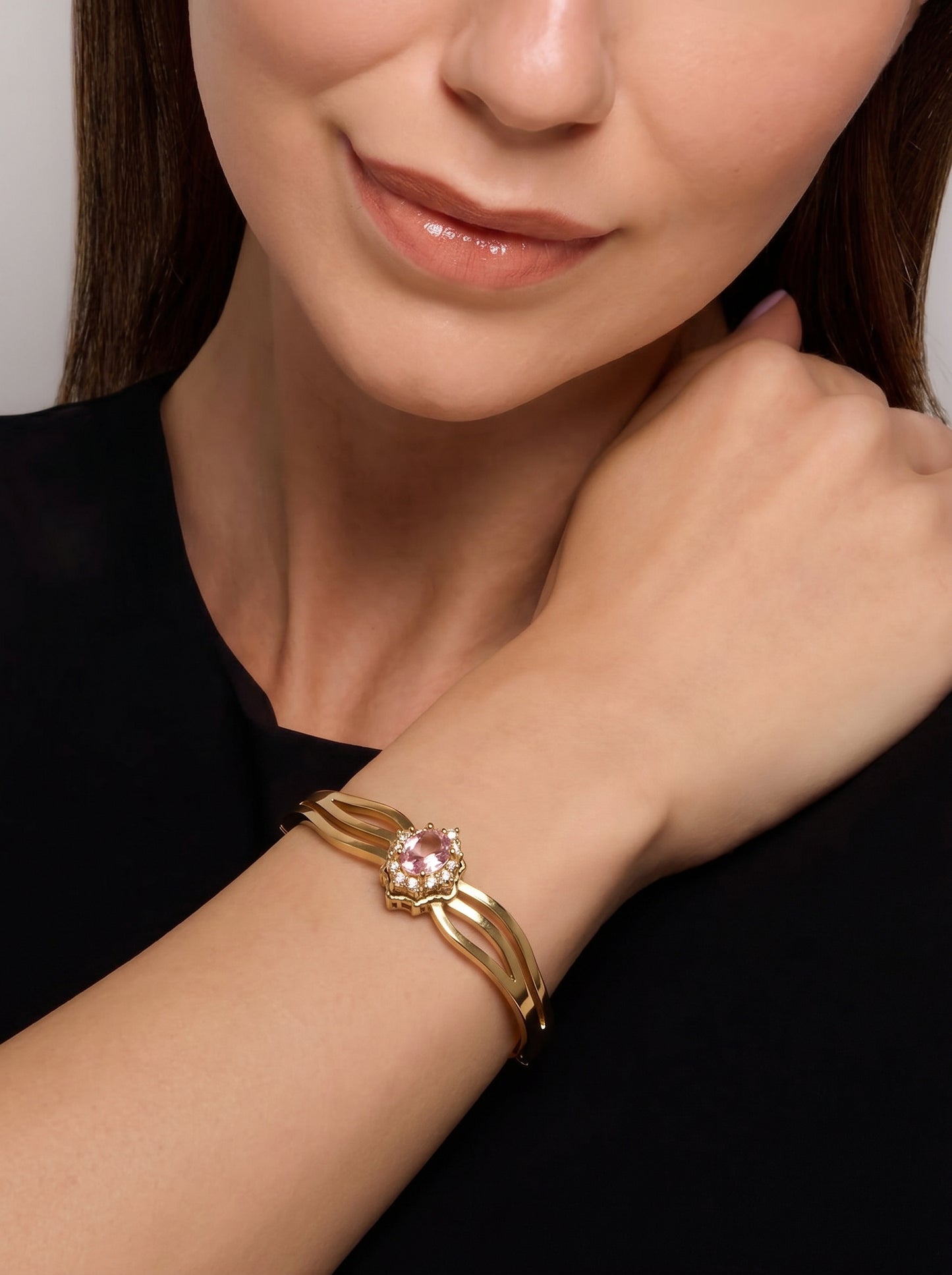 Pink Blush Bloom Kada Bracelet