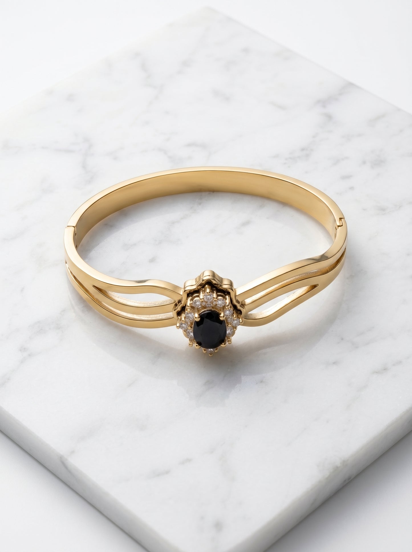 Black Onyx Bloom Kada Bracelet