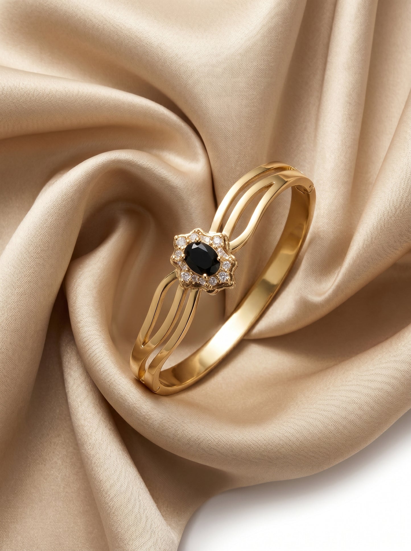 Black Onyx Bloom Kada Bracelet