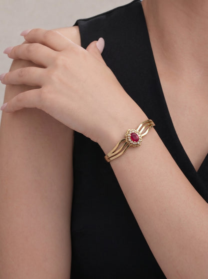 Red Ruby Bloom Kada Bracelet