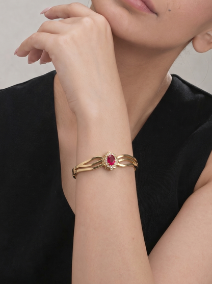 Red Ruby Bloom Kada Bracelet