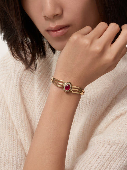 Red Ruby Bloom Kada Bracelet