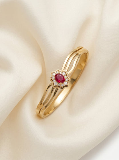 Red Ruby Bloom Kada Bracelet