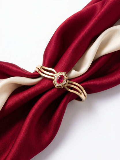 Red Ruby Bloom Kada Bracelet
